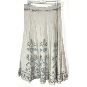 Basil & Maude Linen Bead Embellished Flare Skirt